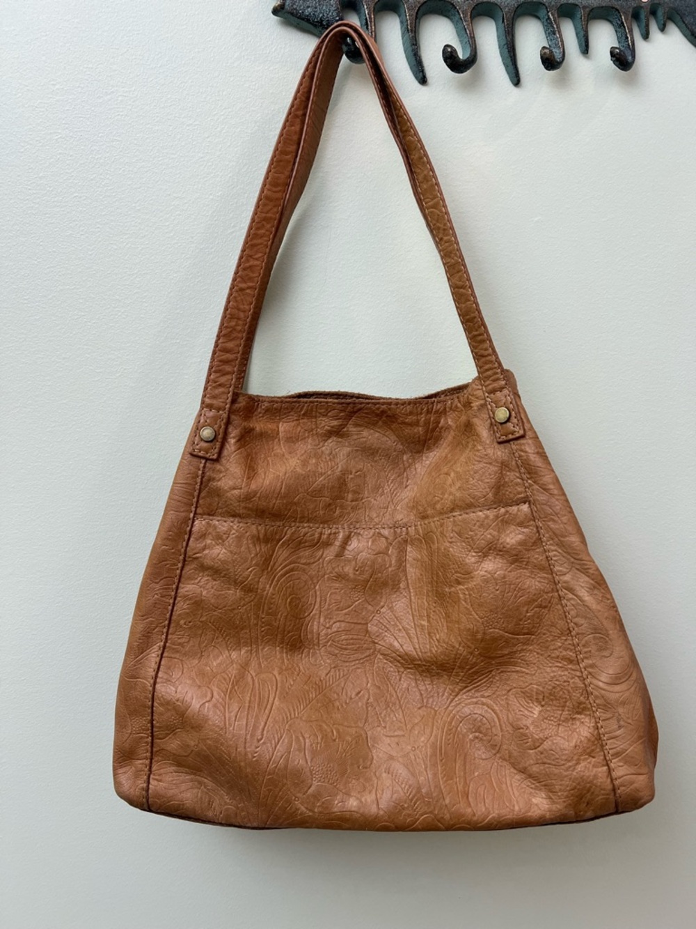 American Leather Co. Liberty Shopper Tan Embossed Leather Shoulder Bag for Women
